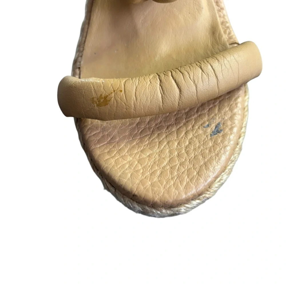 Kaanas Tan Braided Leather Espadrille Wedge Sandals Women’s Size 8